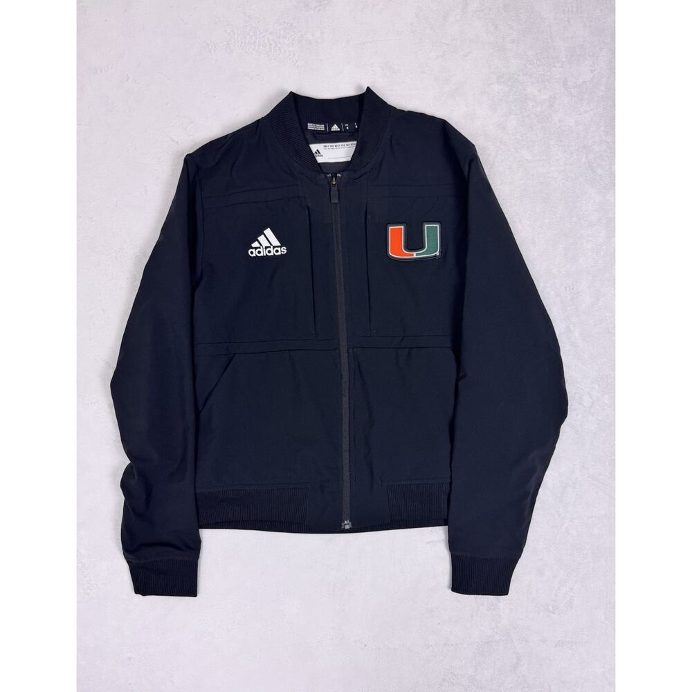 Adidas Miami Hurricanes Track Jacket Women’s Size Medium Black Full Zip